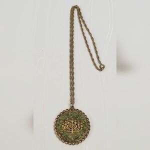 Vintage Jewish Menorah Pendant Necklace
